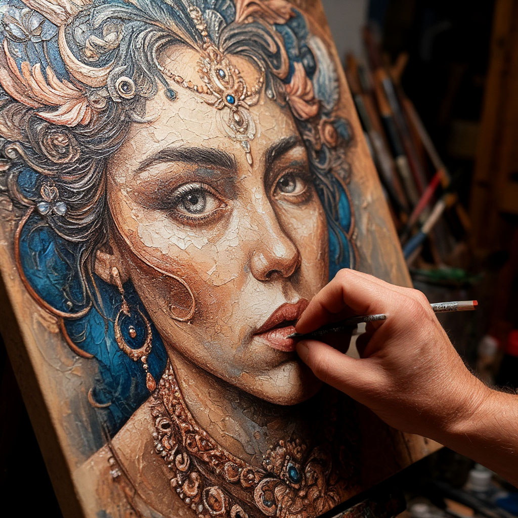 Detailarbeit an einem Kunstwerk